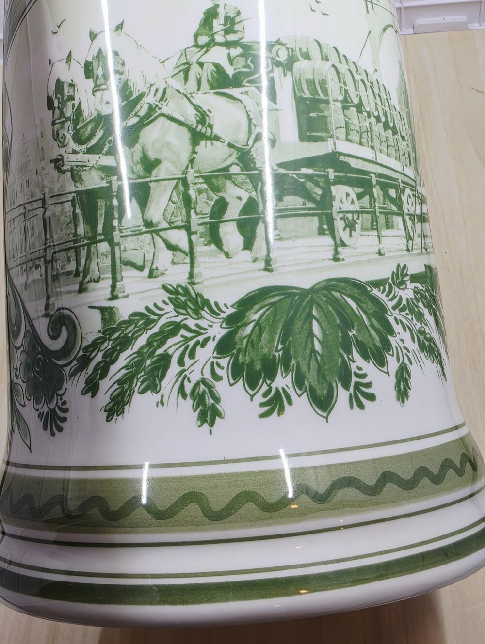 Holland Delft Green Floral Heineken Stein with Handle Vintage Large Stamped - Picture 6 of 15